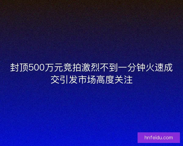 封顶500万元竞拍激烈不到一分钟火速成交引发市场高度关注